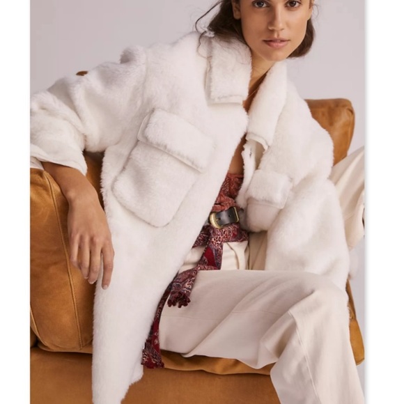 Maeve Jackets & Blazers - Maeve Cinched Faux Fur Coat